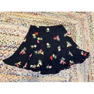 Billabong Black Mini Skirt‎ with Colorful Floral Design Y2K Whimsical